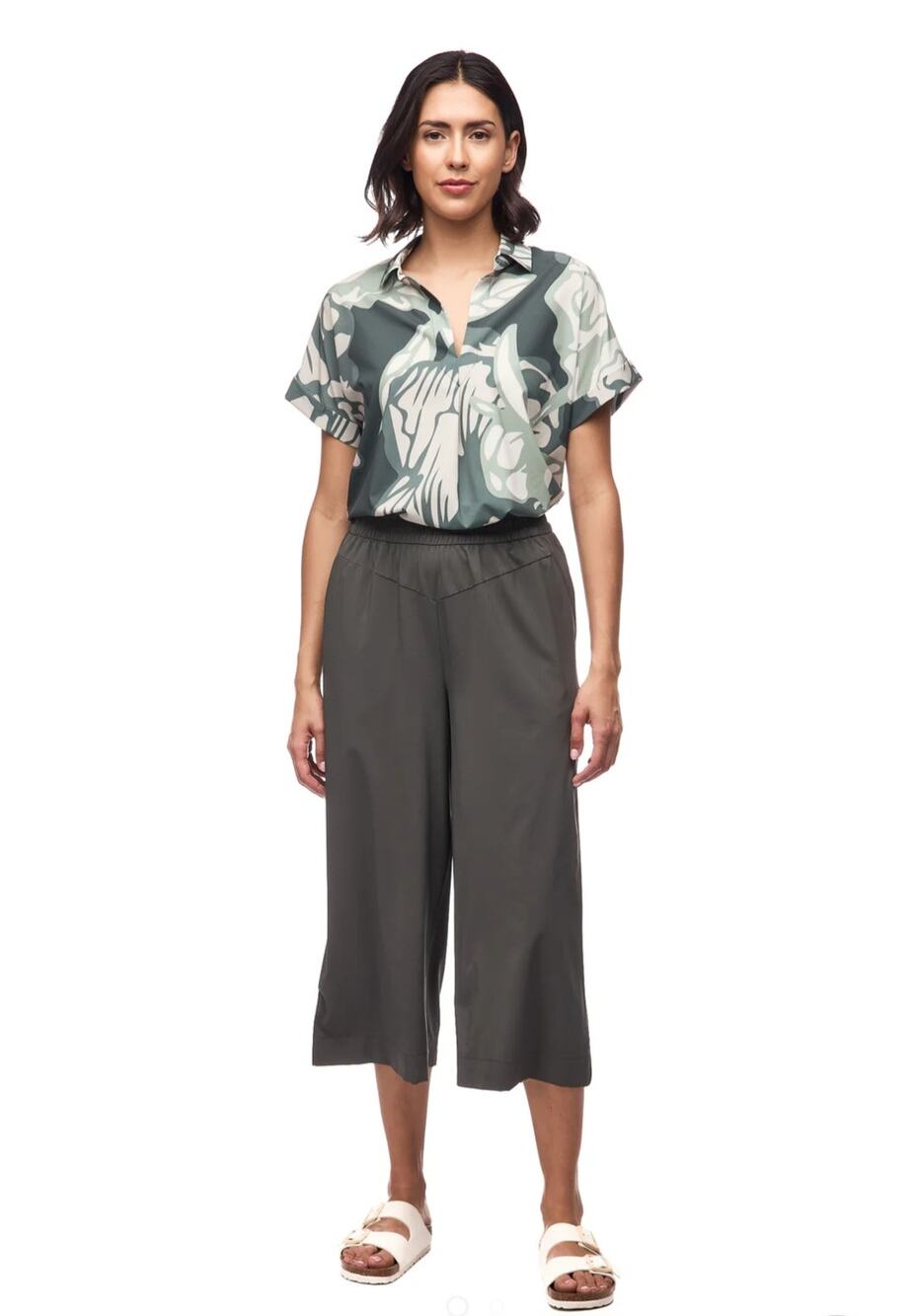INDYEVA Women's Green EPESI III Pant Crop Wide Leg Pants in Nephrite Size Medium